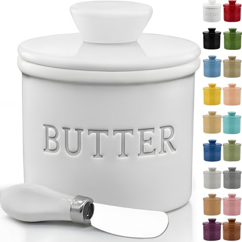Priority Chef Butter Crock with Lid with Water Line, Ceramic