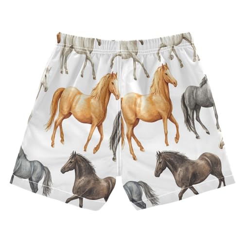 Boccsty Funny Black Brown Horses Boys Swim Trunks Baby Kids Swimwear Summer Toddler Beach Board Shorts 2T2