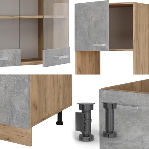 Vicco Cucina Angolare Completa Calcestruzzo/Quercia Dorata 237 X 247 Cm , Pl Marmo - 5