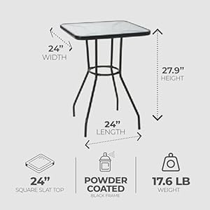 Table Outdoor Backyard Garden or Patio, Sunny Isles 24" Square, Bistro Table Table Outdoor Backyard Garden or Patio Sunny Isles 24 Square Bistro Table