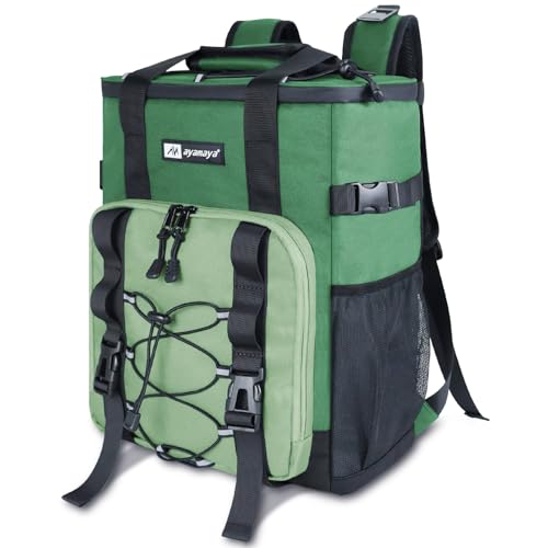 Cooler Backpack, AYAMAYA 24 Cans Insulated Lunch Backpack Cooler Leakproof, Keeps Hot/Cold for Up to 16 Hours, Lightweight Waterproof Beach Travel Camping Cooler Bag for Men and Women