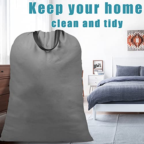 Lolomlo Extra Large Canvas Laundry Bags With Handles & Drawstring Closure, Heavy Duty Tears Resistant Clothes Storage Travel Bags, Machine Washable Multi Use Laundry Bag Liner For Laundry Hamper - 25.5" X 34" - Dark Grey #TOP6