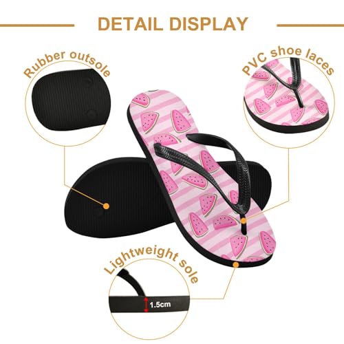 Watermelon Striped Pink Flip Flop Beach Summer Casual Sandal for Women & Men Shower Shoes 208620292