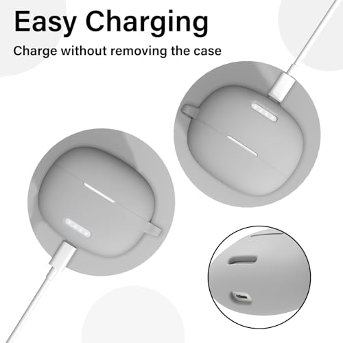 Image of Sounce Earphone Case Cover for Boult Audio W20 TWS Soft Silicone Skin Case Cover Shock Absorbing Protective Case with Keychain [Front LED Visible] - Grey