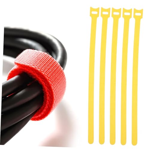 VALICLUD 100pcs Envoltura de Cable Reutilizable con Gancho y Bucle para Organización de Cables de Electrónica, Amarillo 12mm x 300mm miniatura 5