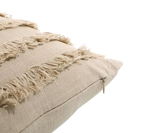 Image of mosey Cushion Covers 20 inch x 20 inch Cotton Set of 2 | Boho Cushion Cover 20x20 for Sofa | Beige Throw Pillow Cover 50cm x 50cm