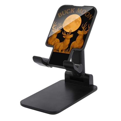 Buck Moon WildlifeAdjustable Foldable Cell Phone Stand, Universal Desktop Phone Tablet Holder Ergonomic Height Angle Adjustable Portable Travel Desk Stand Compatible with 4-13 Inch Smartphone Tablet E