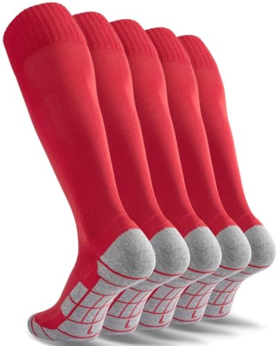 CWVLC Soccer Socks (1/3/5 pairs) Team Sport Knee High Socks for Adult Youth Kids
