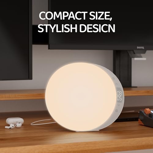 Image of ANTDALIS Sunrise Alarm Clock for Heavy Sleepers Adults, Wake Up Light Dimmable Night Light for Kids Teens Bedroom Home Decor Girls Boys Women Gifts, 20 Color and Touch Control, Snooze, White