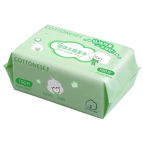 Ultra Soft Facial Cleansing Cotton Wipes Soft Cotton Towel, Absorbent Cotton Pad Large (120 mm x 185 mm) for Face Eye Makeup Remover and Nail Polish，Wet/Dry Use Cleaning Face Wipes