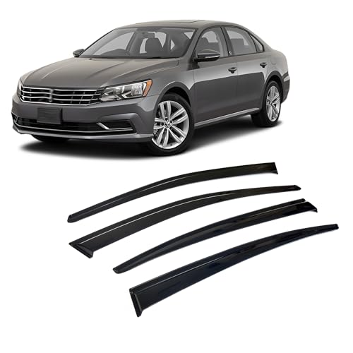 Rumplex Windabweiser Luftabweiser Regenabweiser Seitenfensterabweiser Kompatibel mit VW Passat Type B8 2015-2022 Autofenster Regenschutz Regenabweiser Anklebbare Deflektoren 4 Stück
