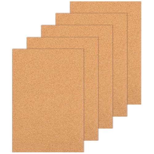 5 Packs Cork Board Tiles Cork Bulletin Board Tiles for Walls Self-Adhesive Corkboards 12x8.3 Inches Bulletin Boards Squares for Home Office School Decor 1mm/0.04 Inches Thickness