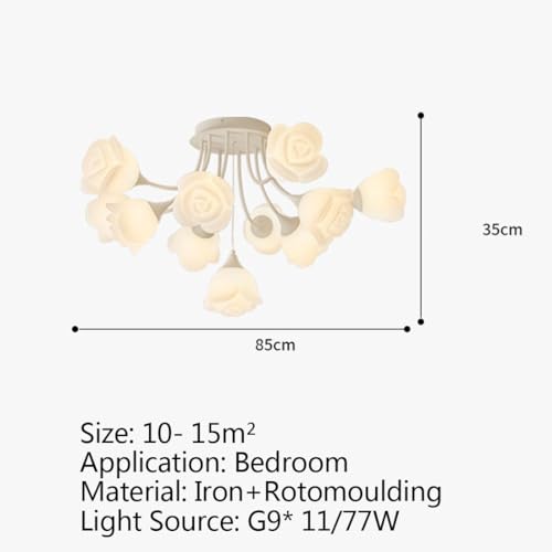 Plafond à Fleurs LED Rose Lustre G9 Crème 7heads pour Éclairage Maison