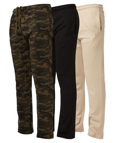 Ultra Performance 3 Pack Mens Sweatpants, Wide Leg Open Bottom Lounge Sweat Pants for Men