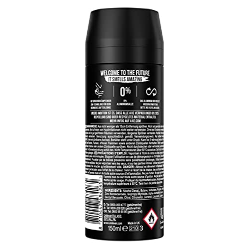 AXE Body spray Black in set da 12 pezzi, deodorante senza alluminio, 12 x 150 ml, deodorante spray per il corpo, per uomini, uomini e uomini (12 prodotti)