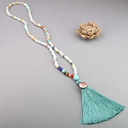 COAI 7 Chakra 108 Mala Beads Stone Necklace for Yoga