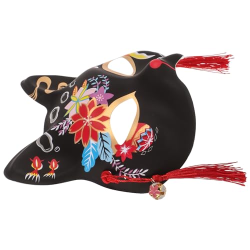 Masque chat japonais demi-visage en version réutilisable pour soirée Halloween