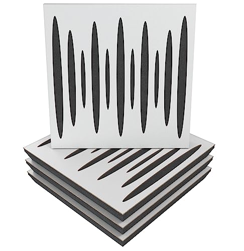 Pack de 4 paneles acústicos absorbentes/difusores | 50 x 50 x 5 cm | Absorción - Difusión - Reflexión - Insonorización | Madera laminada perforada: [ x4 PULSAR | Blanco]