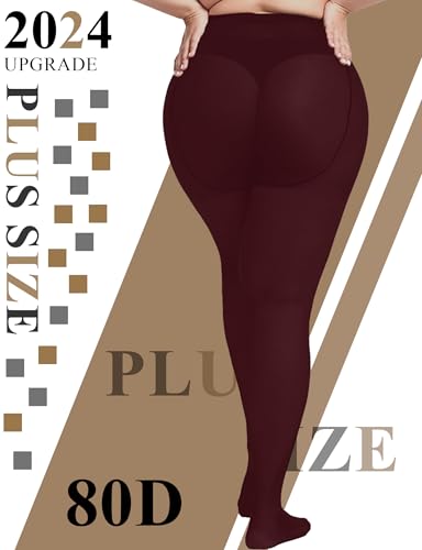 Image of Buauty Plus Size Tights for Women Ultra Soft Solid Color Semi-Opaque Pantyhose,