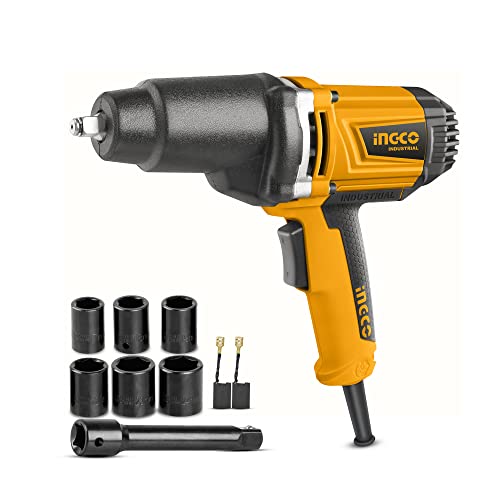 Impact Wrench, 2300rpm | 550N.M | 1/2"" Square Drive Electric Impact Wrench, Aluminum Gear Box with Rubber, Impact Wrench Tool Kit with 6pcs Sockets, 