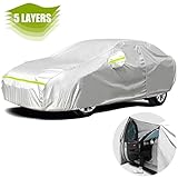 【Diseño a prueba de viento】---- Hay bandas elásticas en la parte delantera y trasera, también puede usar las correas en las cuatro posiciones de los neumáticos para fijar la funda en su coche y evitar que su cubierta sople en los días de viento. Doble costura en las costuras para mayor durabilidad.