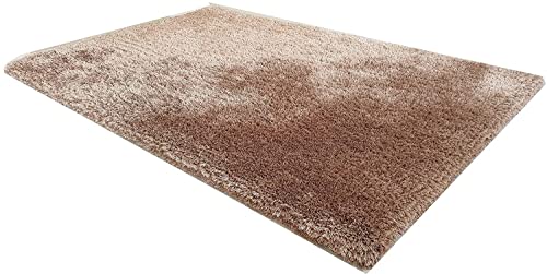 Image of Hand Woven Plain Shagg Collection with 2 Inch Pile Height Carpet for Living Room Size 6x8 Feet Coular Beige
