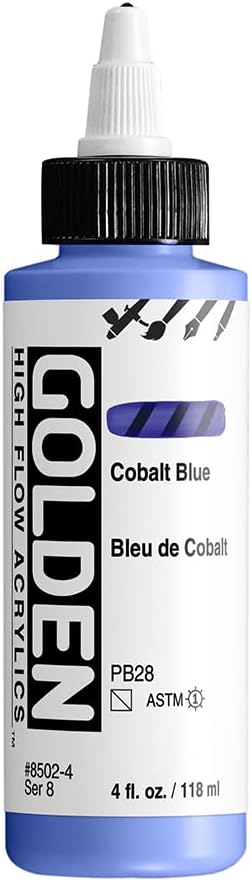 GOLDEN High Flow Acrylics, Cobalt Blue, 4 fl. oz. / 118 ml Bottle