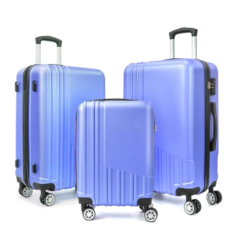 Modern Lightweight Suitcase, Hard Shell 3 Piece Luggage with Hooks and Spinner Wheels ABS Lightweights Checked with Password Lock and Telescopic Rod for Business Travel Domestic Foreign Travel