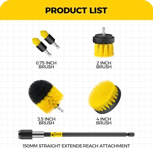 Holikme 4 Pack All Purpose Power Scrubber Drill Brush Kit with Extended Long Attachment Set, Multicolour