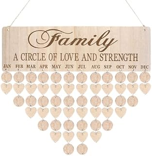 BESPORTBLE Wooden Birthday Reminder Calendar Plaque - Family Friends Birthday Reminder Calendar Wall Hanging for Christmas Decoration Halloween Party (A)