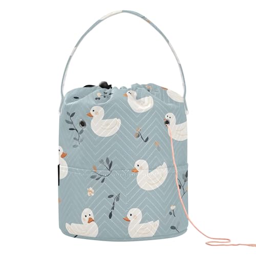 Yarn Storage Bag Small Crochet Bag Knitting Bag Organizer Duck Flower Yarn Bags for Crocheting Basket