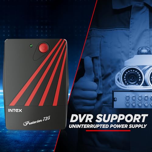 Image of Intex 725 UPS Protector 230V & 360W Output Power | Connect Upto 3 Devices | Power Backup UPS System & Auto Restart | Ideal for Home, Office, Desktop PC & Home-Electronics (Black)