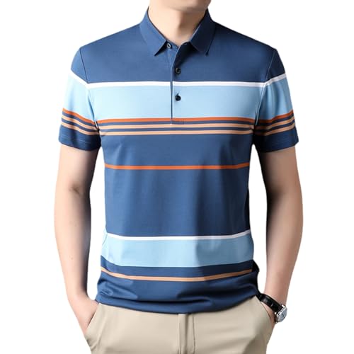 Polo de luxe pour hommes à rayures élégantes haut d'été haut de gamme manches courtes