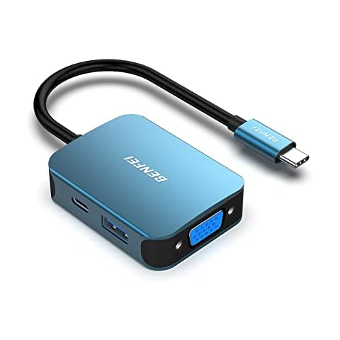 USB C zu HDMI VGA Adapter, BENFEI Typ C 3 in 1 Hub zu HDMI/VGA/USB 3.0, Kompatibel für MacBook Pro 2019/2018/2017, Surface Book 2, Dell XPS 13/15, Pixelbook und mehr Cover