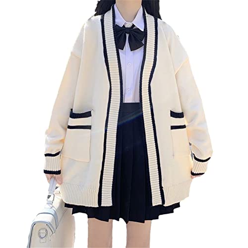 Womens Japan Cute Cardigan Sweater Kawaii JK Uniform Open Front Cardigan with Buttons Aesthetic Long Sleeve Loose Jackets3