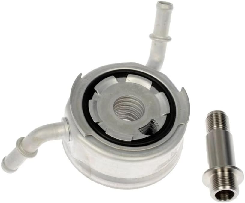 CarLights360 For Jeep Wagoneer 2022 2023 Engine Oil Heater | Aluminum Core | Natural | Metallic Gray | Standard Grade | Male Inlet/Outlet | 1.6 Inches Base Height | Replacement For 68271639AD