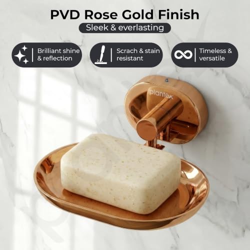 Image of Plantex J4 Stainless Steel Wall Mounted Soap Holder for Bathroom /Soap Holder for Kitchen /Soap Stand for Bathroom /Bathroom Accessories (PVD Rose Gold Finish) Onix