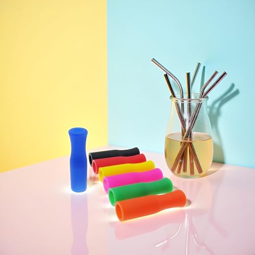 20 puntas coloridas de silicona para pitillos reutilizables miniatura 3