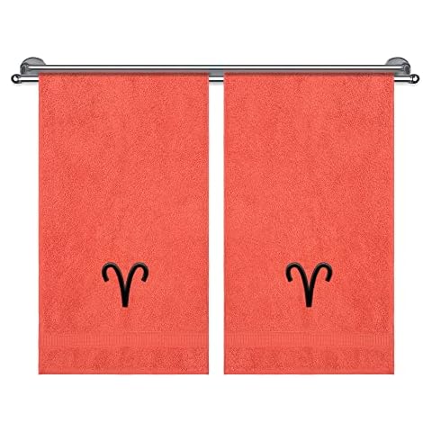 LA' HAM MAM FINE LIVING Horoscope Zodiac Monogrammed 2 Piece Hand Towel Set, Hotel & Spa Quality, Super Soft, Highly Absorbent, Bathroom Sets, 100% Cotton Cover