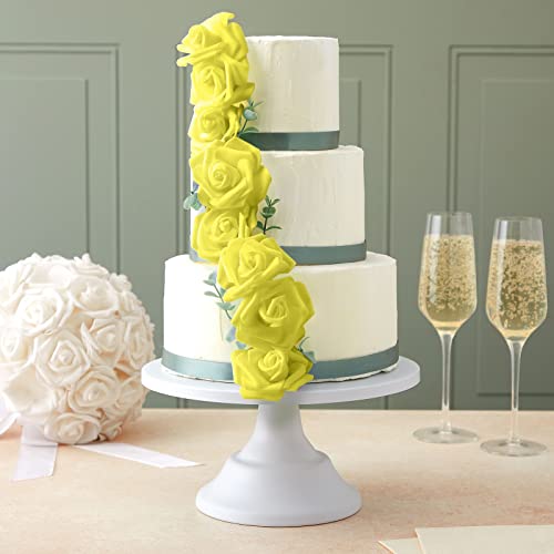 100 Pack Yellow Artificial Flowers, Bulk Stemless Fake Foam Roses for Wedding, Decorations, Bouquets (3 in) image 7