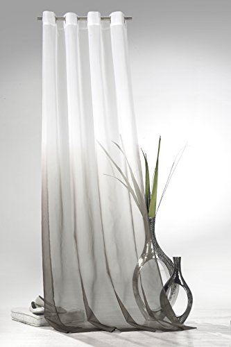 heimtexland ® Ösenschal m. Farbverlauf in grau braun HxB 245x135 cm Voile transparent - ÖKOTEX - Gardine Vorhang Dekoschal Typ501