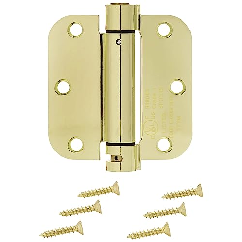 Amazon Basics Self-Closing Door Hinge, 3.5 Inch X 3.5 Inch, 1 Piece, Polished Brass #TOP2