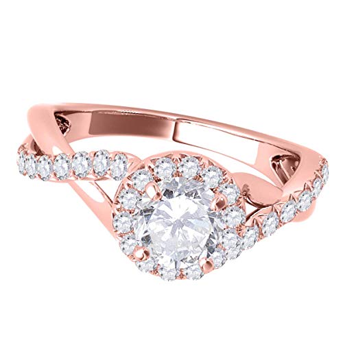 Mauli Jewels 0.50 Carat Halo Round Engagement Diamond Ring 4 Prong-Setting 14k Solid Rose Gold2