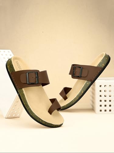 Image of Men Thumb Style Slippers | Ethnic Slip-On Sandals | Traditional Footwear | Comfortable Rubber Sole Chappals | Casual Slippers for Men