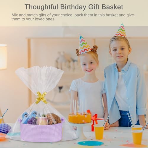 Image of Small Empty Gift Basket with Bag & Ribbons, Purple