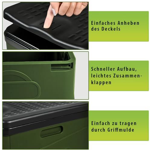 Montafox Faltbare Campingtoilette max 150 kg Mobile Toilette WC Klapptoilette Trockentrenntoilette 12 Toilettenbeuteln, Farbe: grün/schwarz
