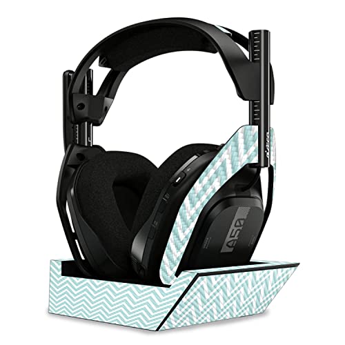 Image of MightySkins Carbon Fiber Skin Compatible with Astro A50 Wireless Headphones + Base Station (Gen 4) - Aqua Chevron | Protective, Durable Textured Carbon Fiber Finish | Easy to Apply | Made in The USA