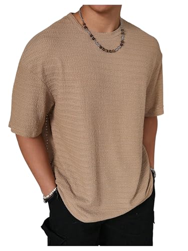 SOLY HUX Men's Summer Crew Neck Short Sleeve T Shirts Casual Drop Shoulder Basic Tees Streetwear