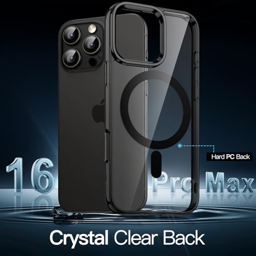 Image of JETech Magnetic Cover Case for iPhone 16 Pro Max 6.9-Inch Compatible with MagSafe, Shockproof Phone Bumper Cover, Anti-Scratch Clear Back (Black)