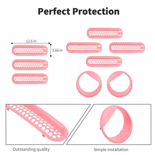Image of JWWY Front Grille Insert Radiator Grille Grillwork Surround Assembly Inserts Headlight Headlamp Cover Trim Set Fit for 2007-2017 Jeep Wrangler JK JKU Exterior Accessories 9pcs Pink